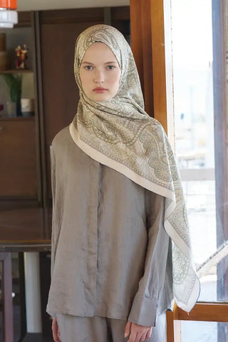 Live Siena Desen Şal - Yağ Yeşili