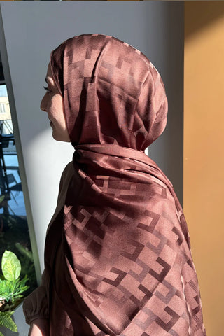 Naiya Jakar Şal Block Desen - Acı Kahve