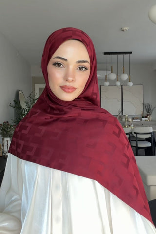 Naiya Jakar Şal Block Desen - Bordo