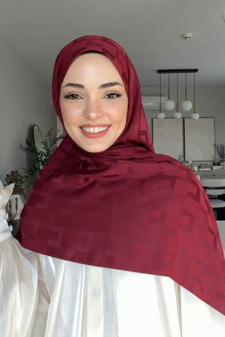 Naiya Jakar Şal Block Desen - Bordo