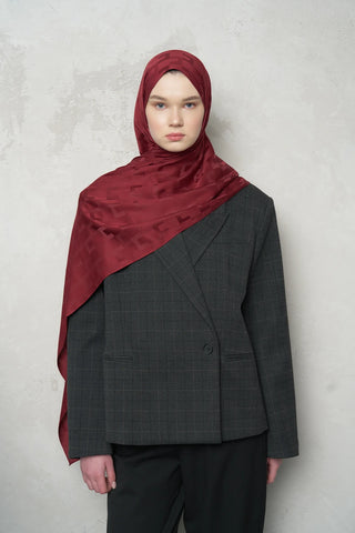 Naiya Jakar Şal Block Desen - Bordo