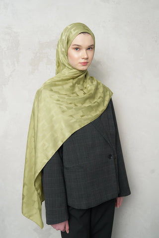 Naiya Jakar Şal Block Desen - Yağ Yeşili