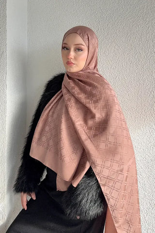 Naiya Jakar Şal Frame Desen - Mocha