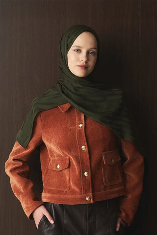 Naiya Jakar Şal Line Desen - Haki
