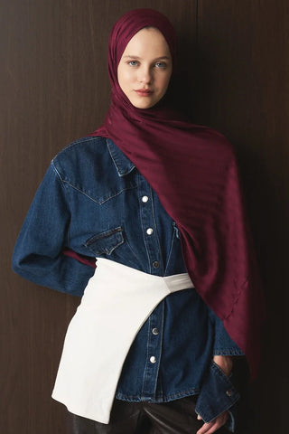 Naiya Jakar Şal Line Desen - Mürdüm