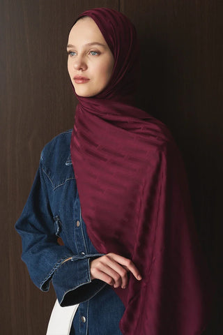 Naiya Jakar Şal Line Desen - Mürdüm