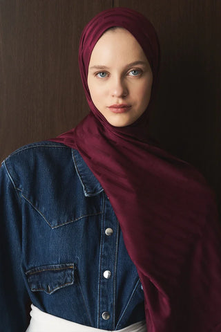 Naiya Jakar Şal Line Desen - Mürdüm