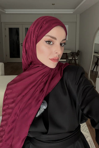 Naiya Jakar Şal Line Desen - Mürdüm