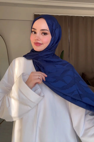 Naiya Jakar Şal Wave Desen - Gece Mavisi