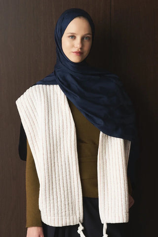 Naiya Jakar Şal Wave Desen - Lacivert