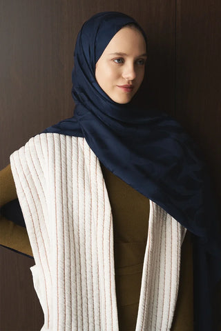 Naiya Jakar Şal Wave Desen - Lacivert