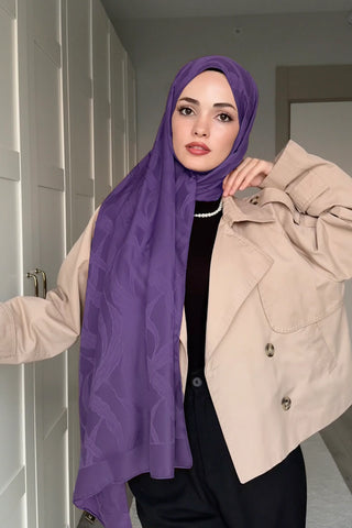 Naiya Jakar Şal Wave Desen - Mor