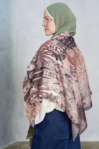 Palm Desen Omuz Şalı - Kahverengi