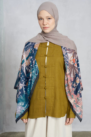Palm Desen Omuz Şalı - Lacivert