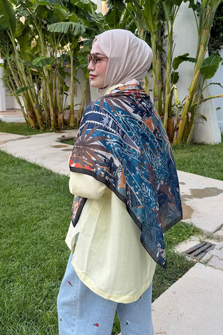 Palm Desen Omuz Şalı - Lacivert