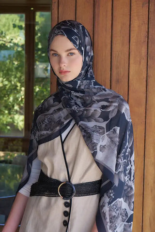 Passionate Lush Desen Şal - Siyah