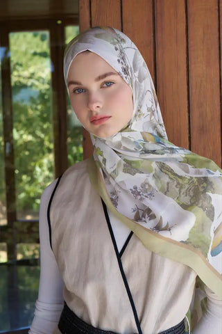 Passionate Lush Desen Şal - Yağ Yeşili