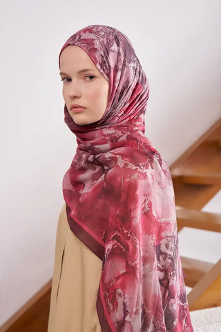 Passionate Solstice Desen Şal - Bordo