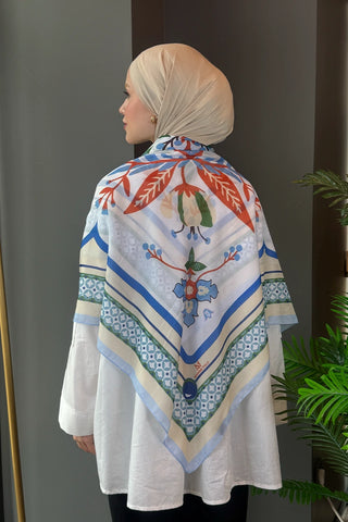 Poise Desen Omuz Şalı - Mavi