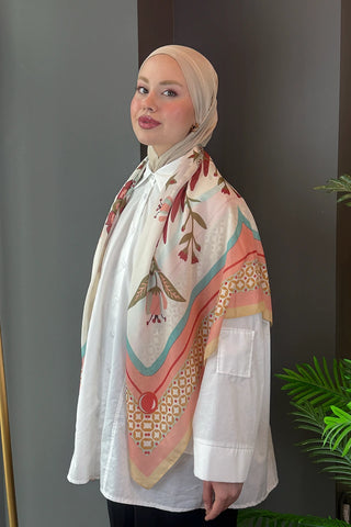 Poise Desen Omuz Şalı - Somon