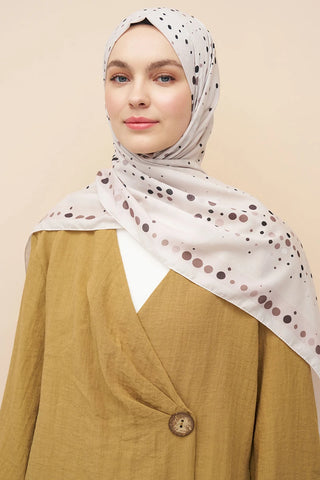 Polka Dots Desen İtalyan İpeği Şal - Bej