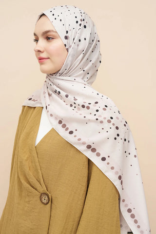 Polka Dots Desen İtalyan İpeği Şal - Bej