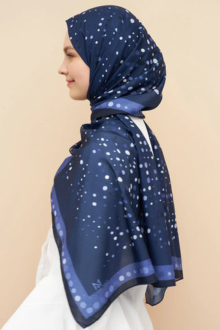 Polka Dots Desen İtalyan İpeği Şal - Lacivert