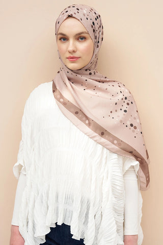 Polka Dots Desen İtalyan İpeği Şal - Latte