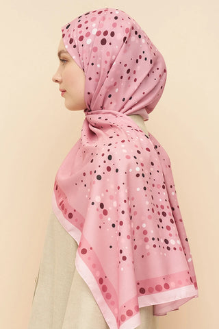Polka Dots Desen İtalyan İpeği Şal - Pembe