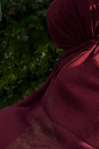 Premium Glow Jakar Şal Ağaç Kabuğu - Bordo