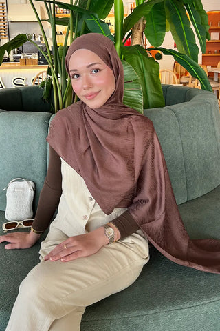 Premium Glow Jakar Şal Ağaç Kabuğu - Brownie