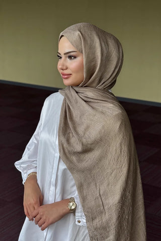 Premium Glow Jakar Şal Ağaç Kabuğu - Mocha