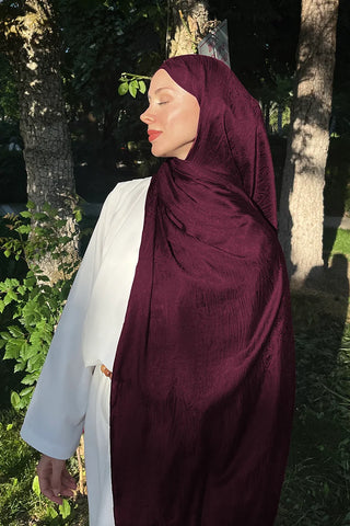 Premium Glow Jakar Şal Ağaç Kabuğu - Mürdüm