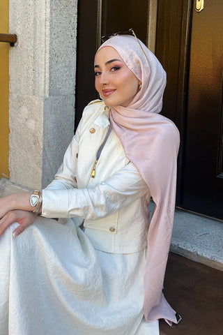 Premium Glow Jakar Şal Ağaç Kabuğu - Pembe