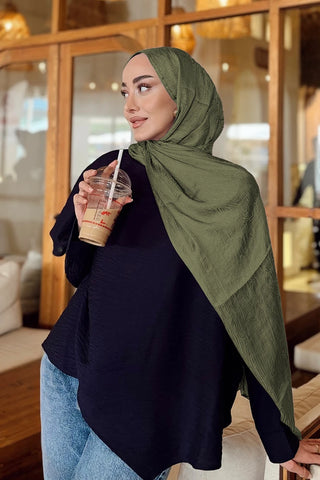 Premium Glow Jakar Şal Ağaç Kabuğu - Yeşil