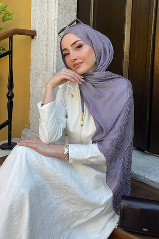 Premium Glow Jakar Şal Çizgi - Lila