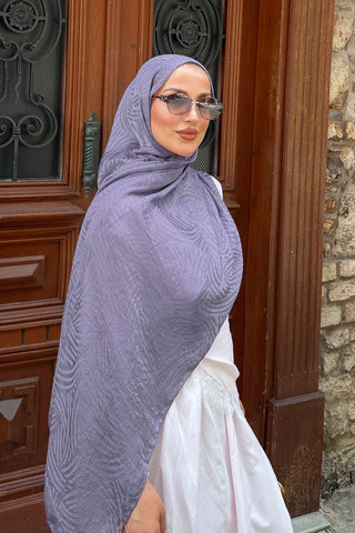 Premium Glow Jakar Şal Çizgi - Lila