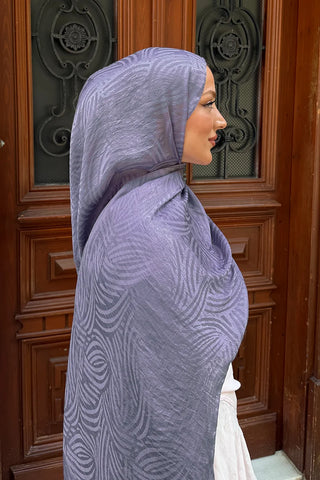 Premium Glow Jakar Şal Çizgi - Lila