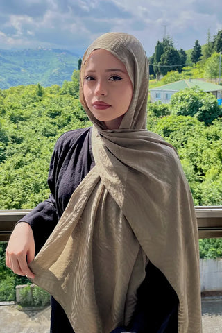 Premium Glow Jakar Şal Çizgi - Mocha