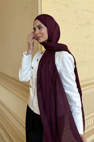 Premium Glow Jakar Şal Çizgi - Mürdüm