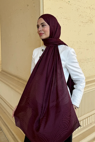 Premium Glow Jakar Şal Çizgi - Mürdüm