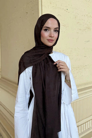 Premium Glow Jakar Şal Dama - Acı Kahve