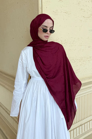 Premium Glow Jakar Şal Dama - Bordo