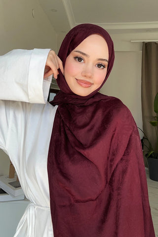 Premium Glow Jakar Şal Dama - Bordo