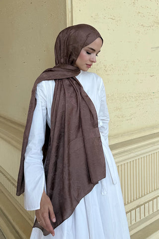 Premium Glow Jakar Şal Dama - Brownie