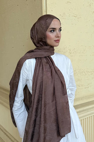 Premium Glow Jakar Şal Dama - Brownie