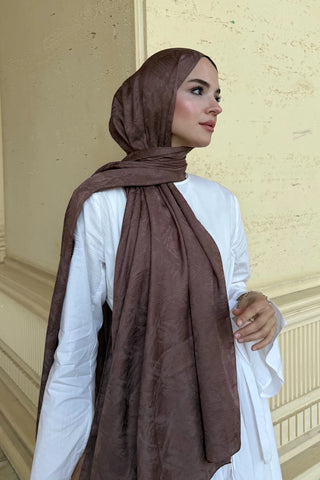Premium Glow Jakar Şal Dama - Brownie