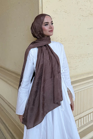 Premium Glow Jakar Şal Dama - Brownie