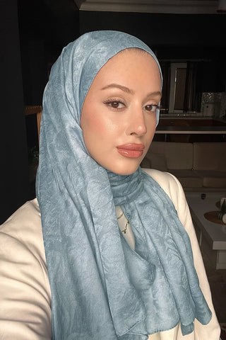 Premium Glow Jakar Şal Dama - Gri