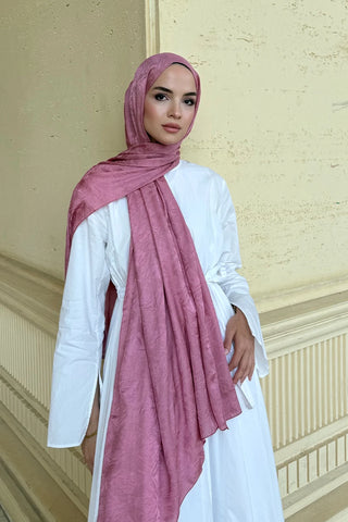 Premium Glow Jakar Şal Dama - Gül Kurusu